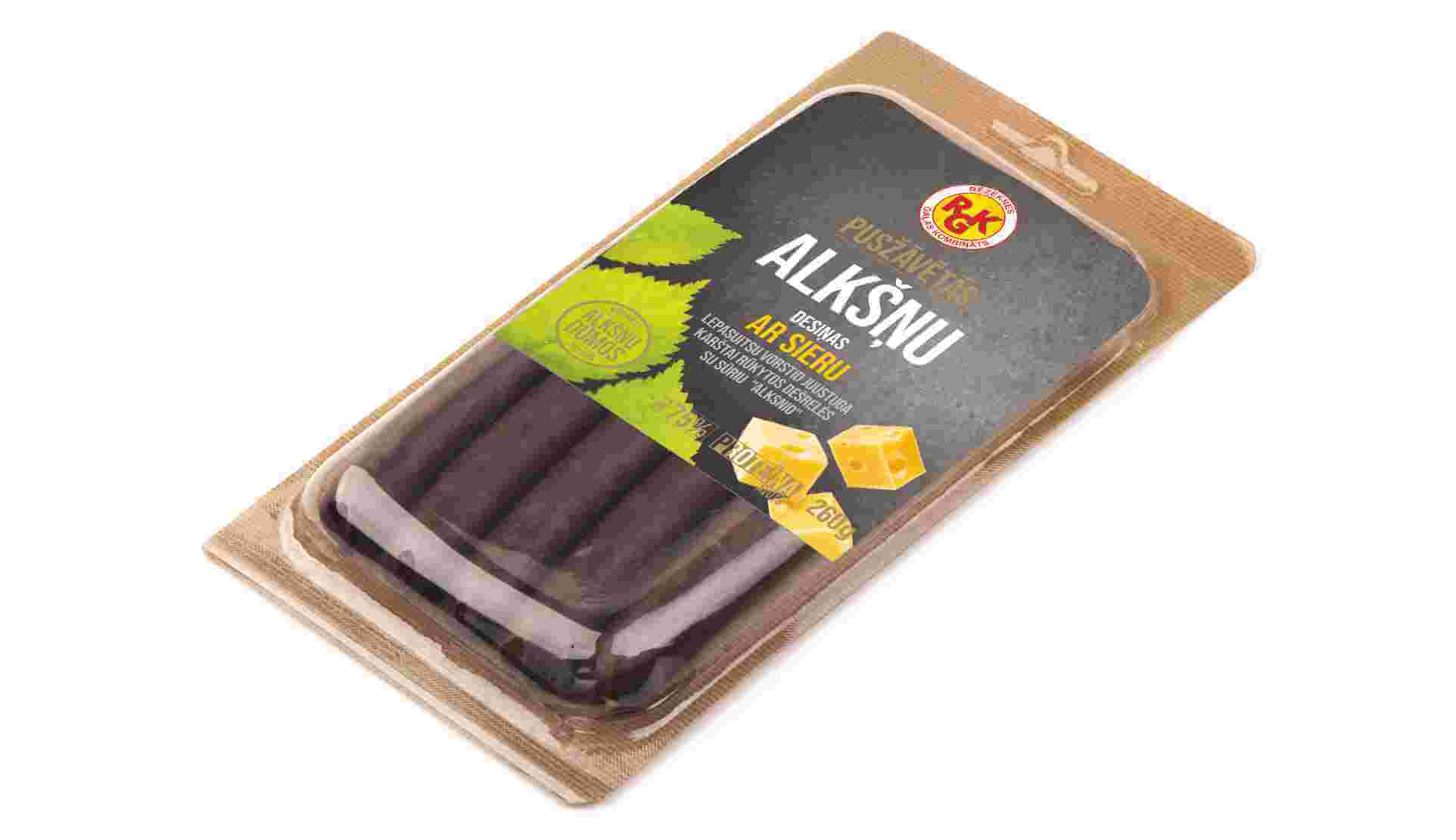 Sausages with cheese smoked on alder