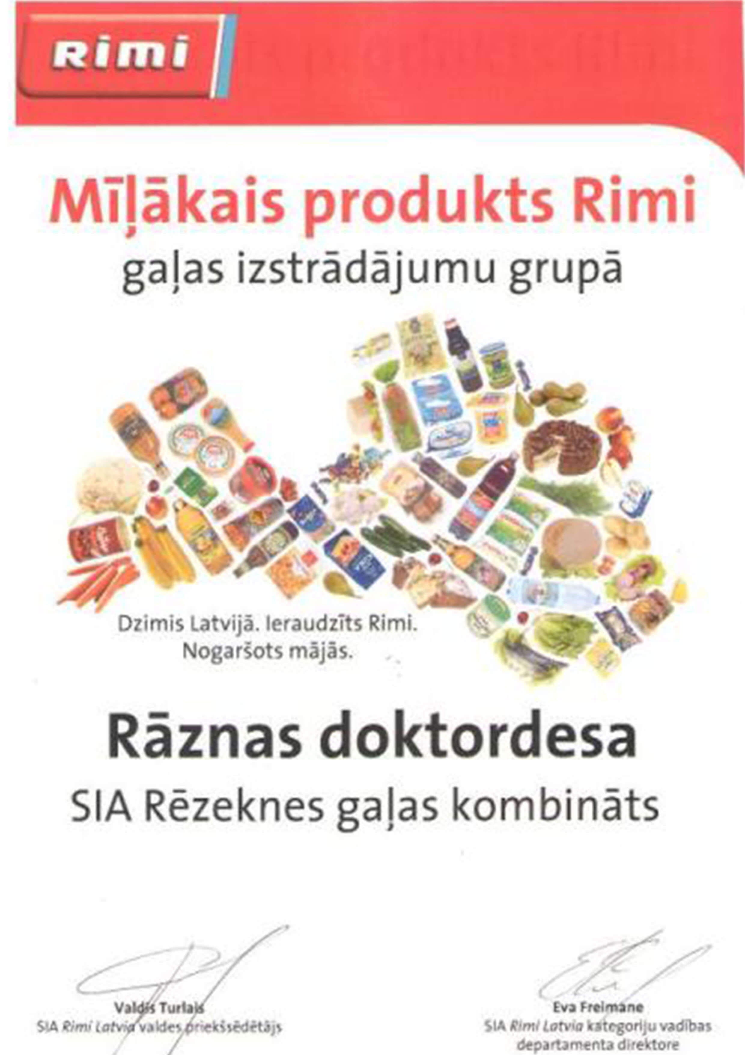 Apbalvojums Rāznas doktordesai - Mīļākais produkts Rimi gaļas izstrādājumu grupā